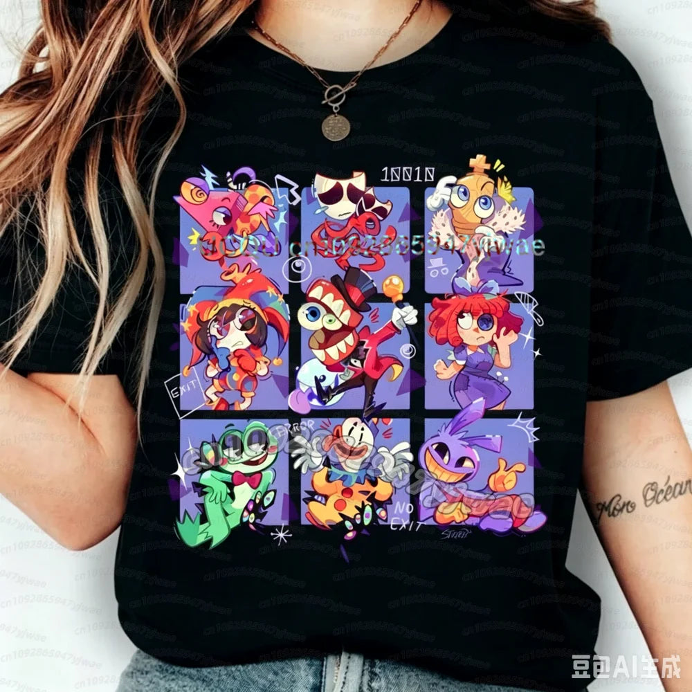 The Amazing Digital Circus Periphery T-shirt Men and Women New Summer Cotton Y2K Clothing Fashion Comfortable Short Sleeve Tops