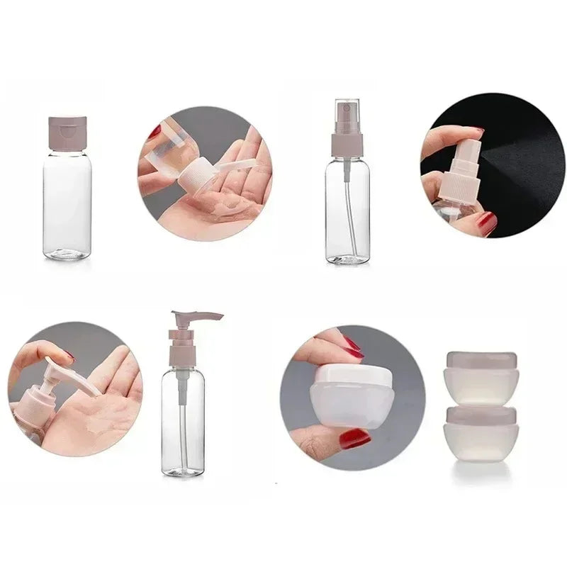 3/11Pcs Travel Bottles Set Refillable Cosmetic Containers Empty Spray Bottle Liquid Cream Lotion Dispenser Shampoo Squeeze Tube