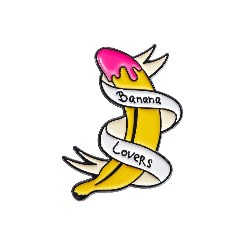 Fruit Enamel Pins Custom Strawberry Banana Lovers Brooches Lapel Badges Jewelry Gift for Friends