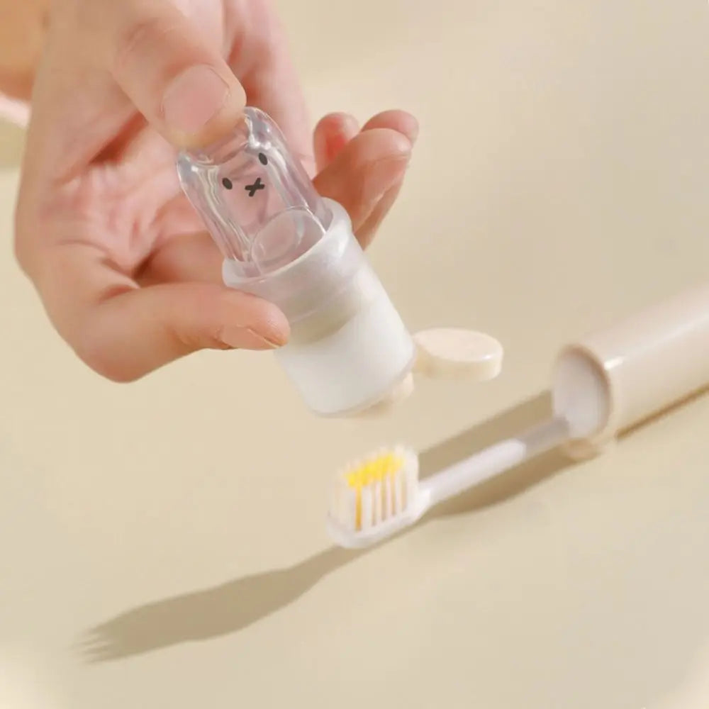 Cute 2-IN-1 Travel Toothbrush Portable Foldable Toothbrush Set Mini Toothpaste Dispenser for Outdoor Camping Travel