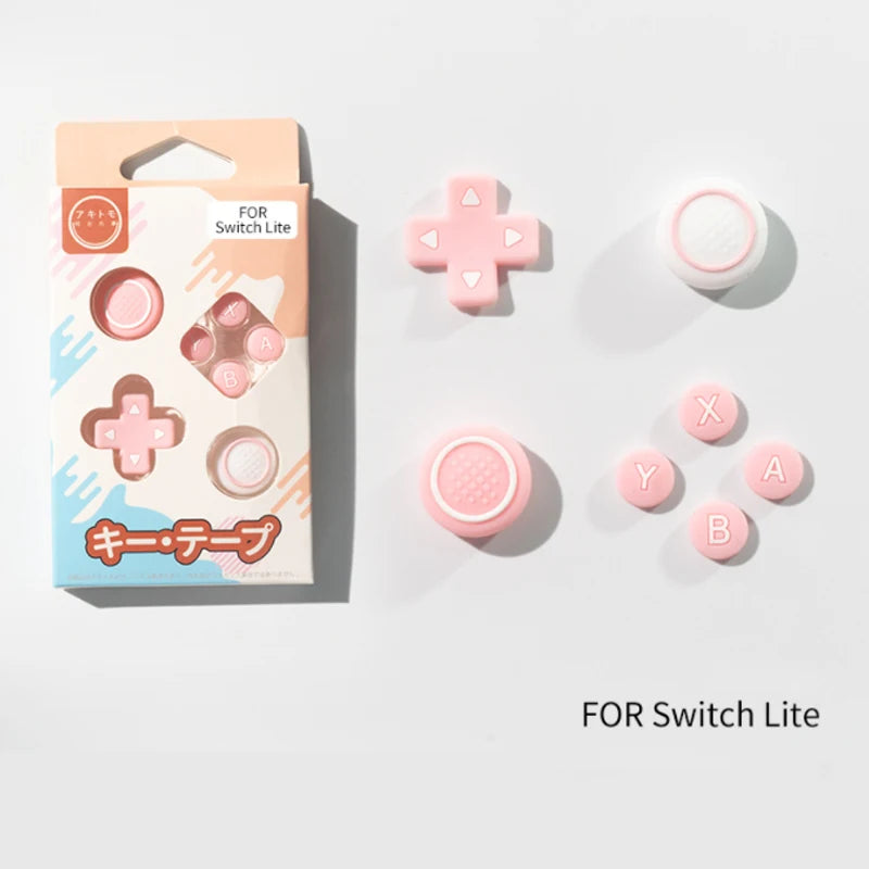 New Design Silicone Soft D-pad Cross Button ABXY Key Sticker Skin Case For Switch Lite NS lite Joy-con Thumb Stick Cap Cover