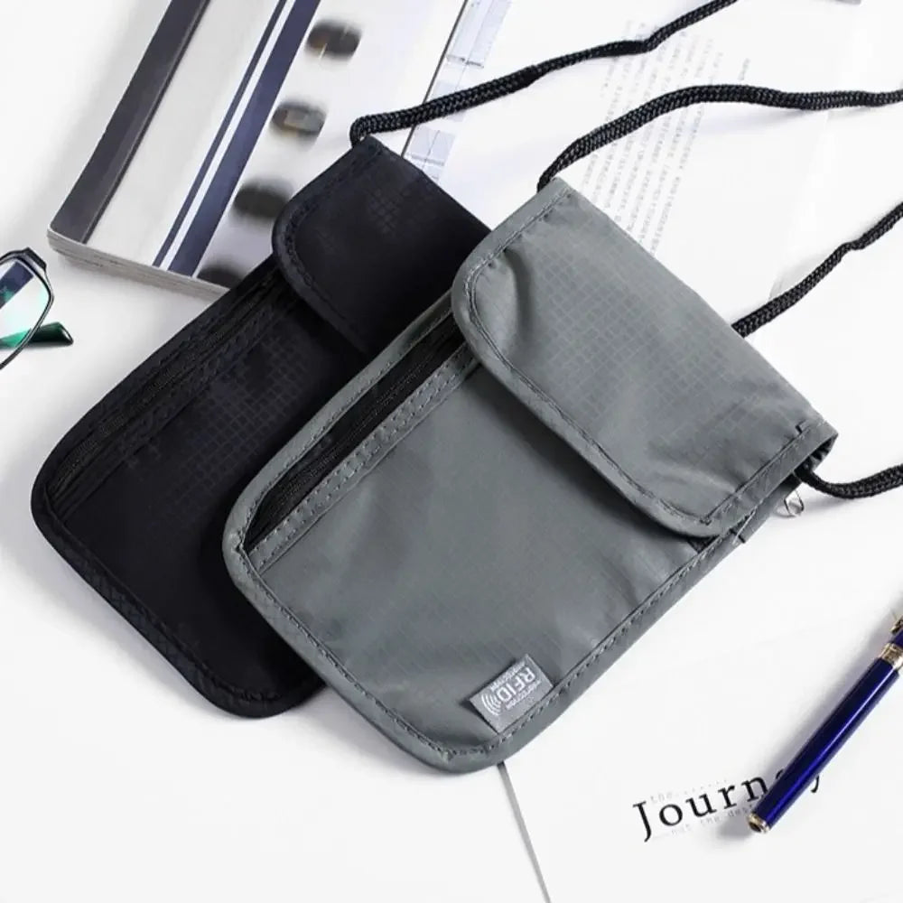 Anti-Theft RFID Passport Bag Rfid-Blocking Neck Hanging Neck Wallet Storage Organizer Multifunction Document Credit Case