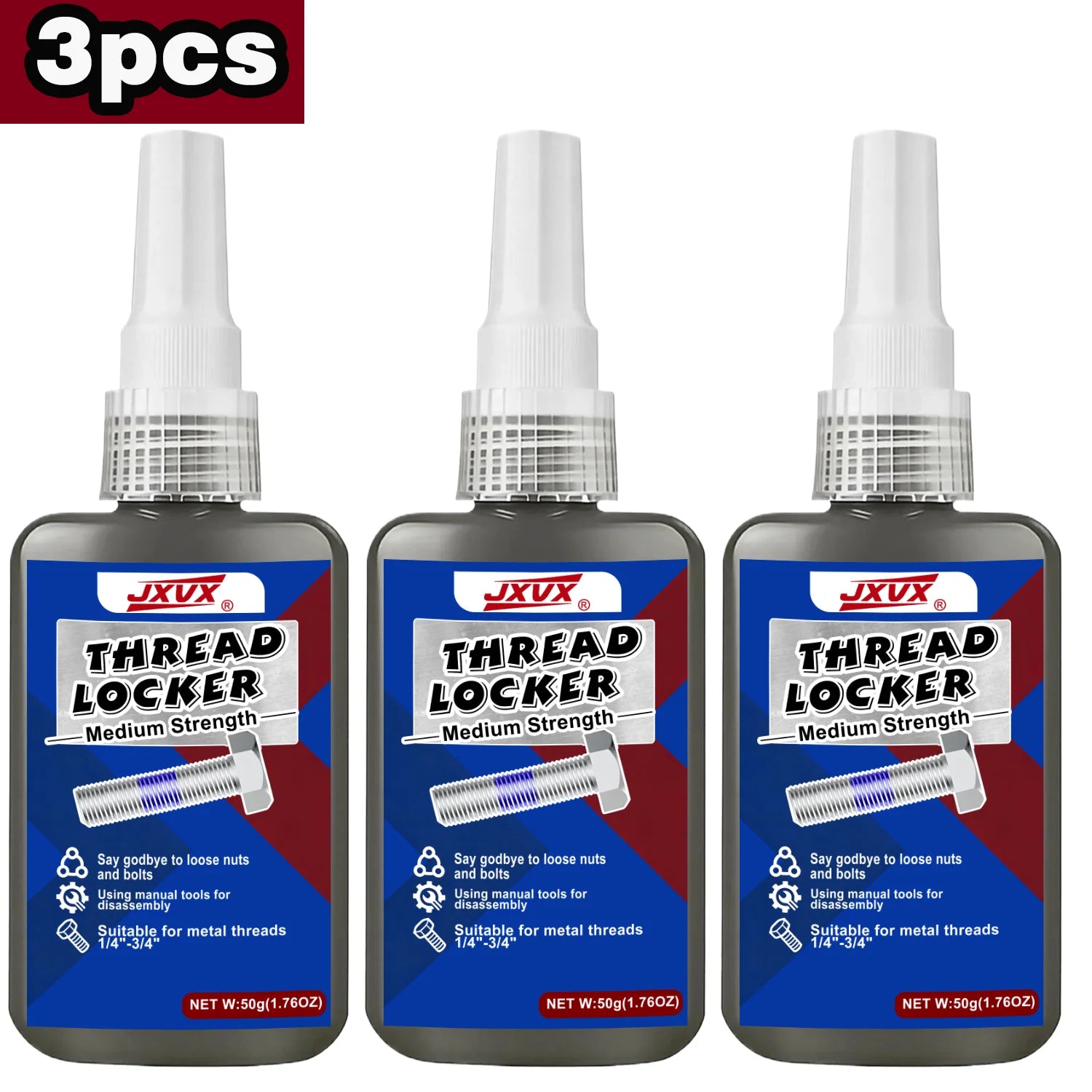 Medium strength blue liquid fillet brakes, removable; Thread adhesive sealant to prevent loosening and rust; 50/10 ml bottle; anti-rust; component replacement sealant.