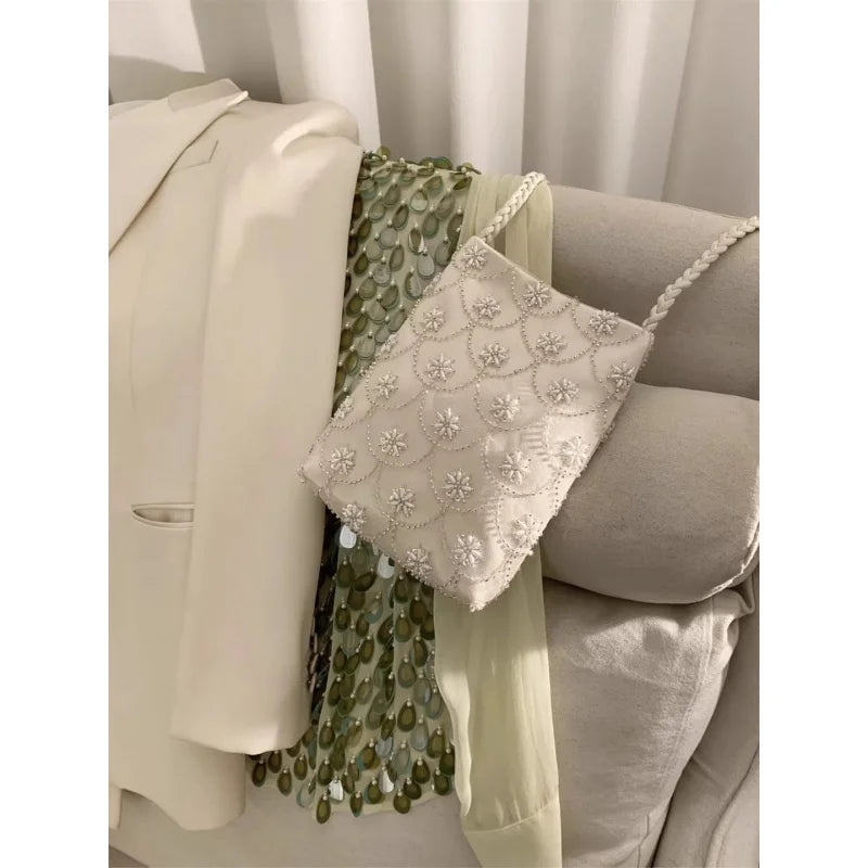 2026New high-end beaded embroidered bag, sweet and elegant party bag, evening dress bag, single shoulder crossbody bag for women