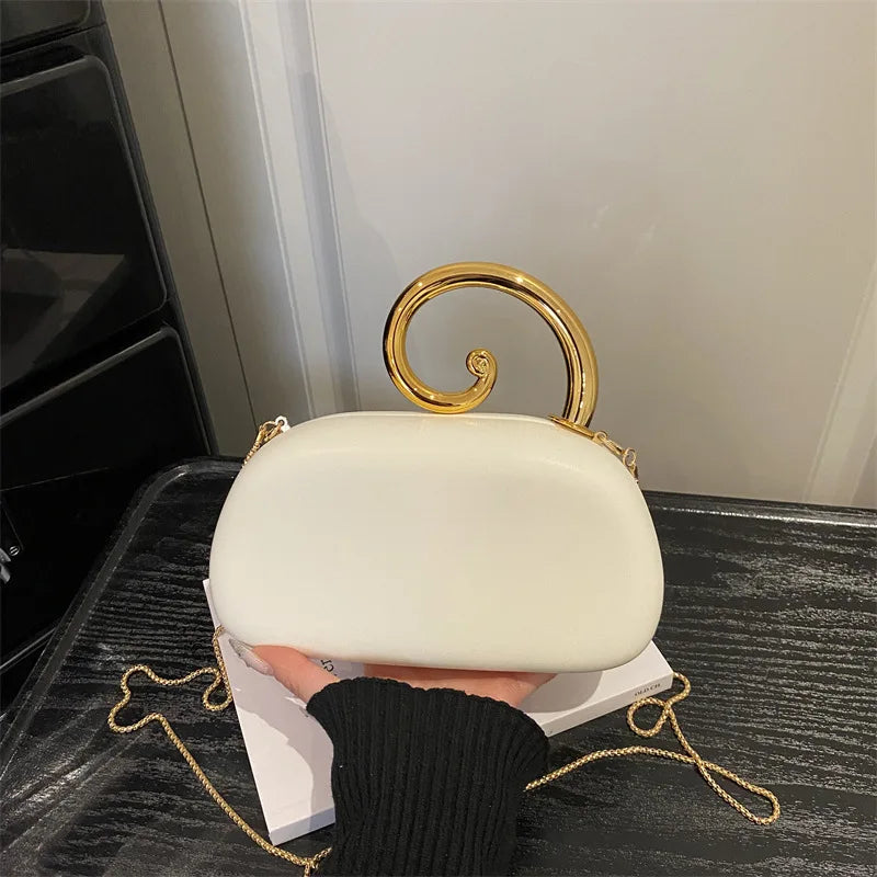 2026 New Fashion Design Irregular Handle Women's Evening Box Bag Luxury High End Party Clutch Handbag Bride Trend Crossbody Bag