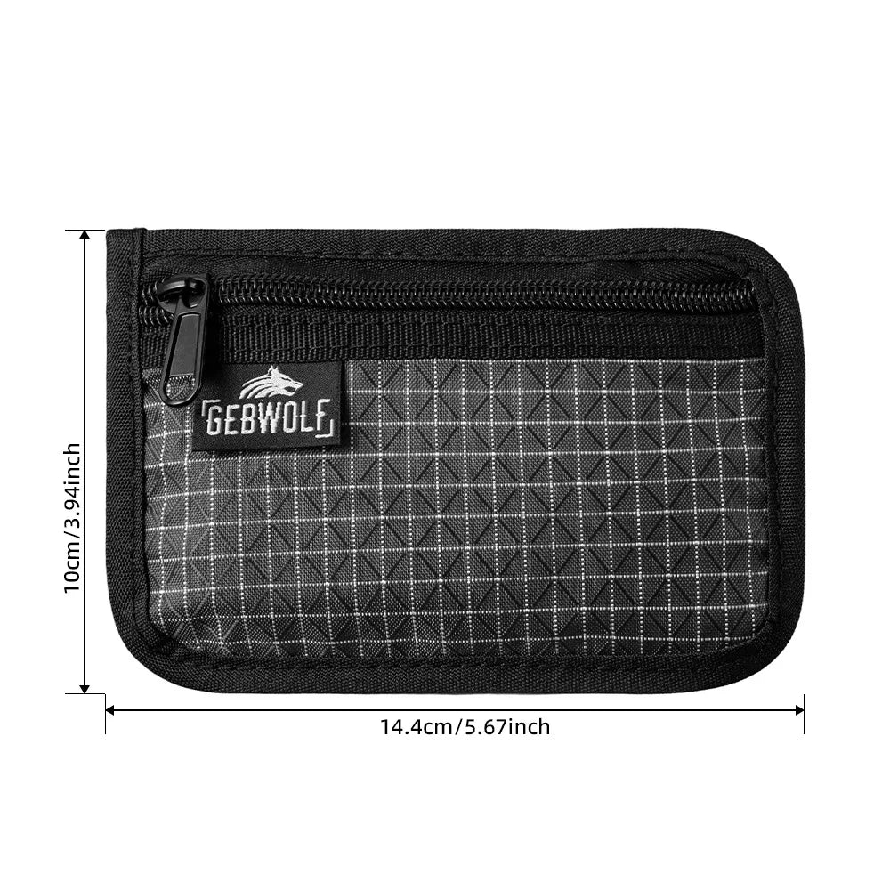 Organizer Pouch Ultralight Wallet with YKK Zipper Durable Grid Fabric Coin Purse for Cards Earbuds Small Gear