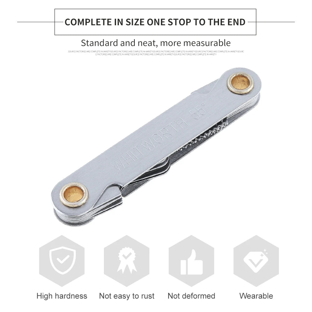 55/60 Degree Thread Plug Gauge Metric Inch Gear Tooth Carbon Steel Measuring Tool 20 Blades Screw Pitch Gauges