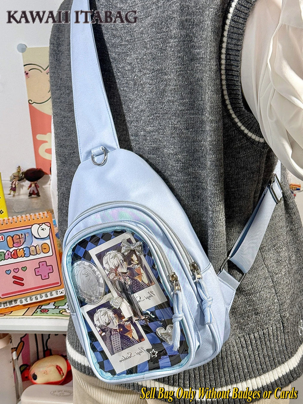 Kawaii Japanese Itabag Girls Soft Nylon Backpack Crossbody Bags 10CM Doll Ita Bag Women With Display Plate Cross Body Sling Bag