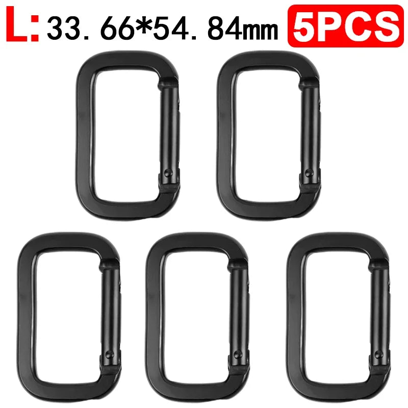 Square Carabiner Hook Aluminum Alloy Lightweight Camping Hiking Backpack Clip Keychain Gear Holder Black for Outdoor Travel
