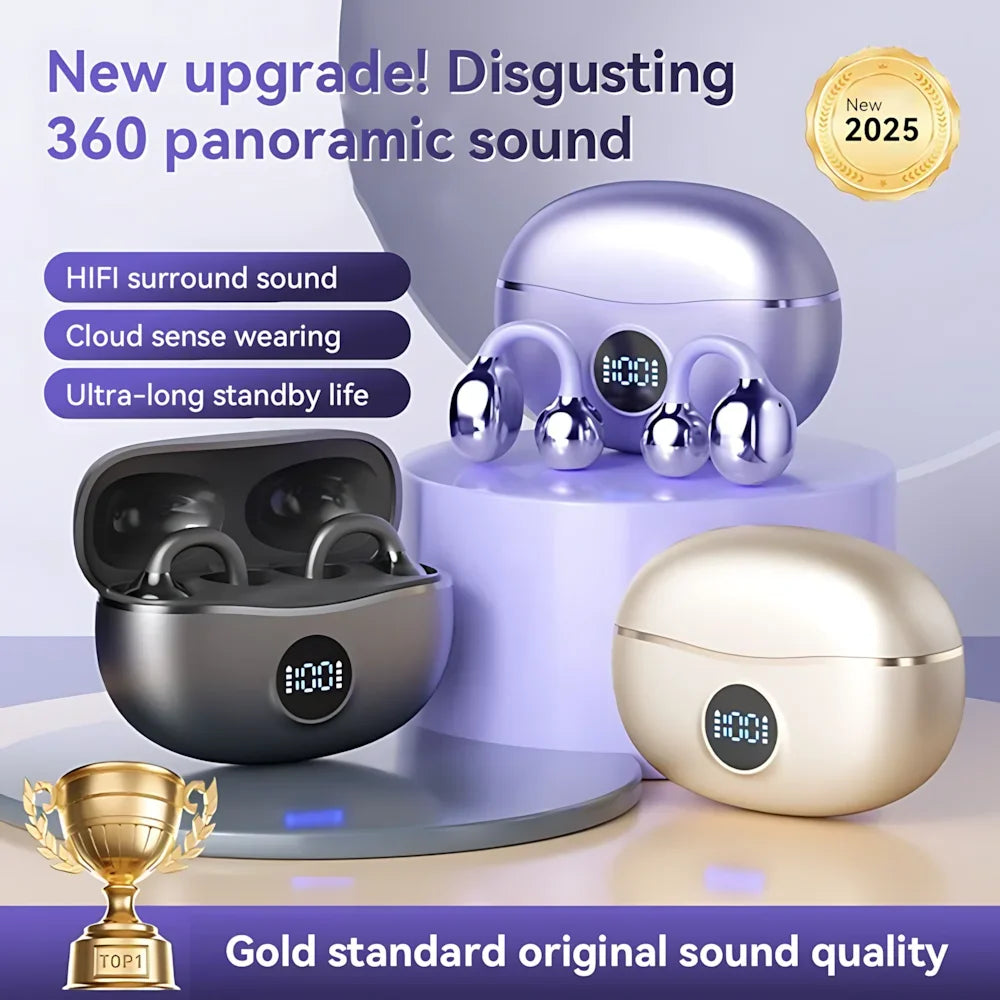 Origin Free Clip 3D Stereo Sound Bluetooth Headphones Open Ear Earphone Ear Clip OWS Sport Wireless Headset TWS Earclip Earbuds