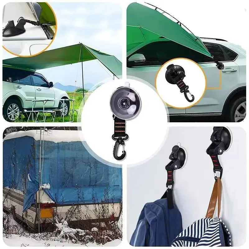 Strong Car Suction Cup Anchor Heavy Duty Tent Securing Hook Outdoor Camping Canopy Awning Tarp Tie Down Carabiner