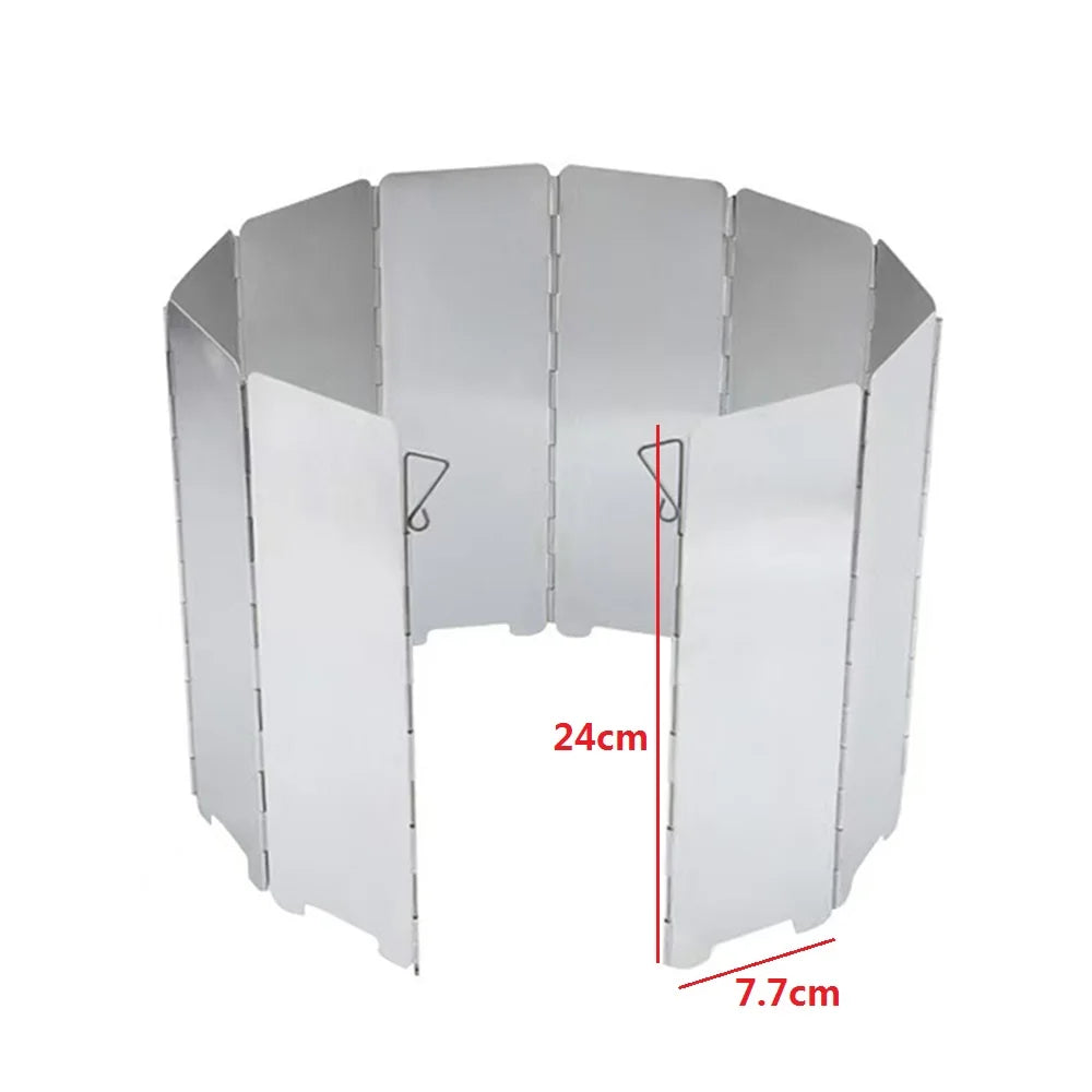 10 Plates Gas Stove Wind Shield Outdoor Camping Picnic Cooking Burner Windproof Screen Aluminum Alloy Wind Screen