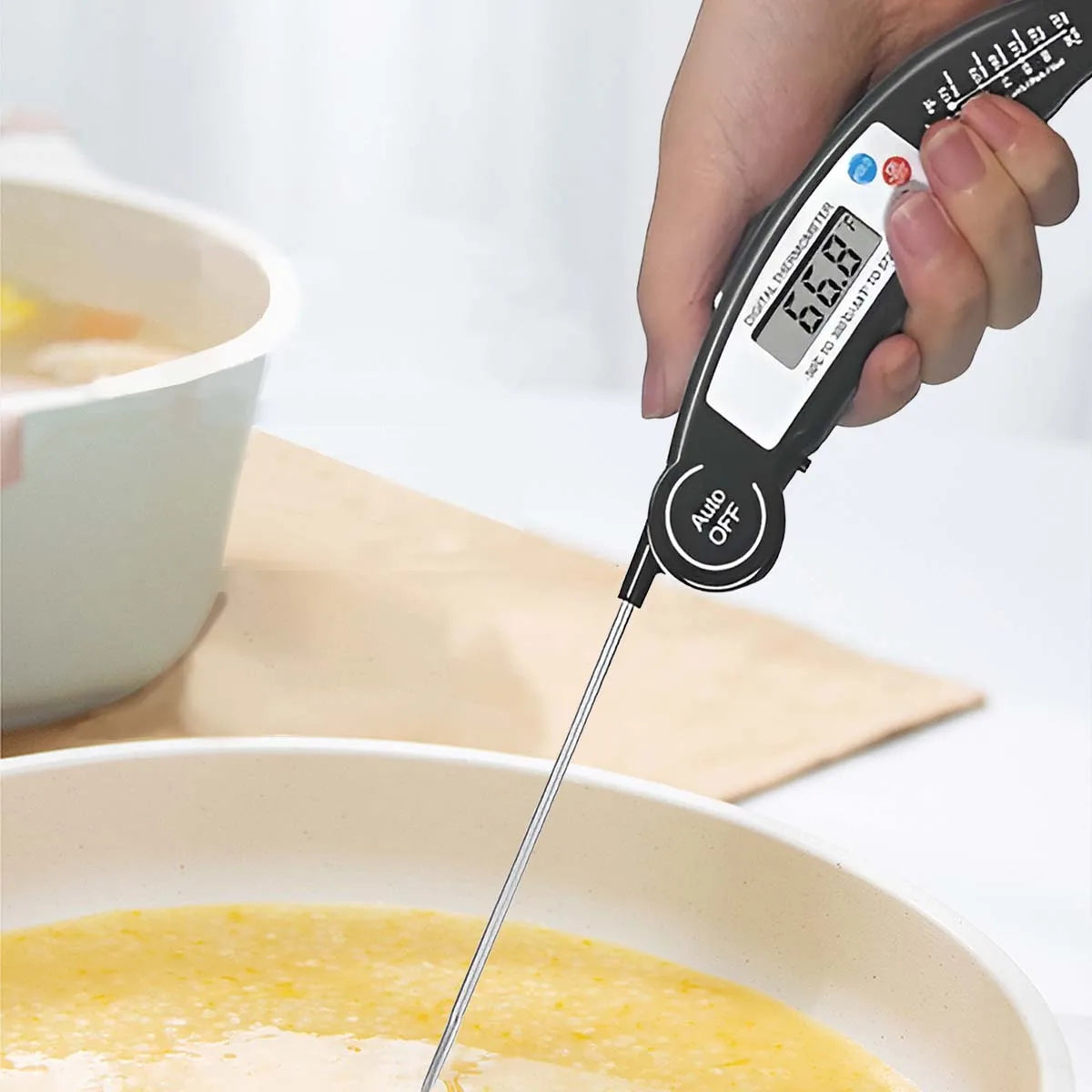 Kitchen Food Thermometer Foldable Digital Display BBQ Thermometer High-Precision Instant-Read LCD Probe Grilling Kitchen Tools