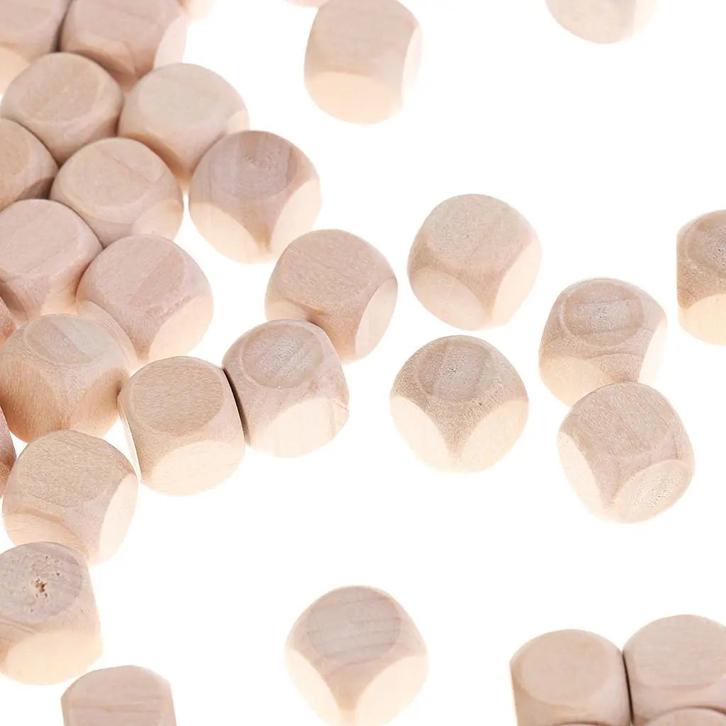 MagiDeal 50Pcs/Lot Wood Blank Dice 16mm Game Dice for DIY Decor Craft Projects Table Card Role Playing Games D&D DND MTG Toys