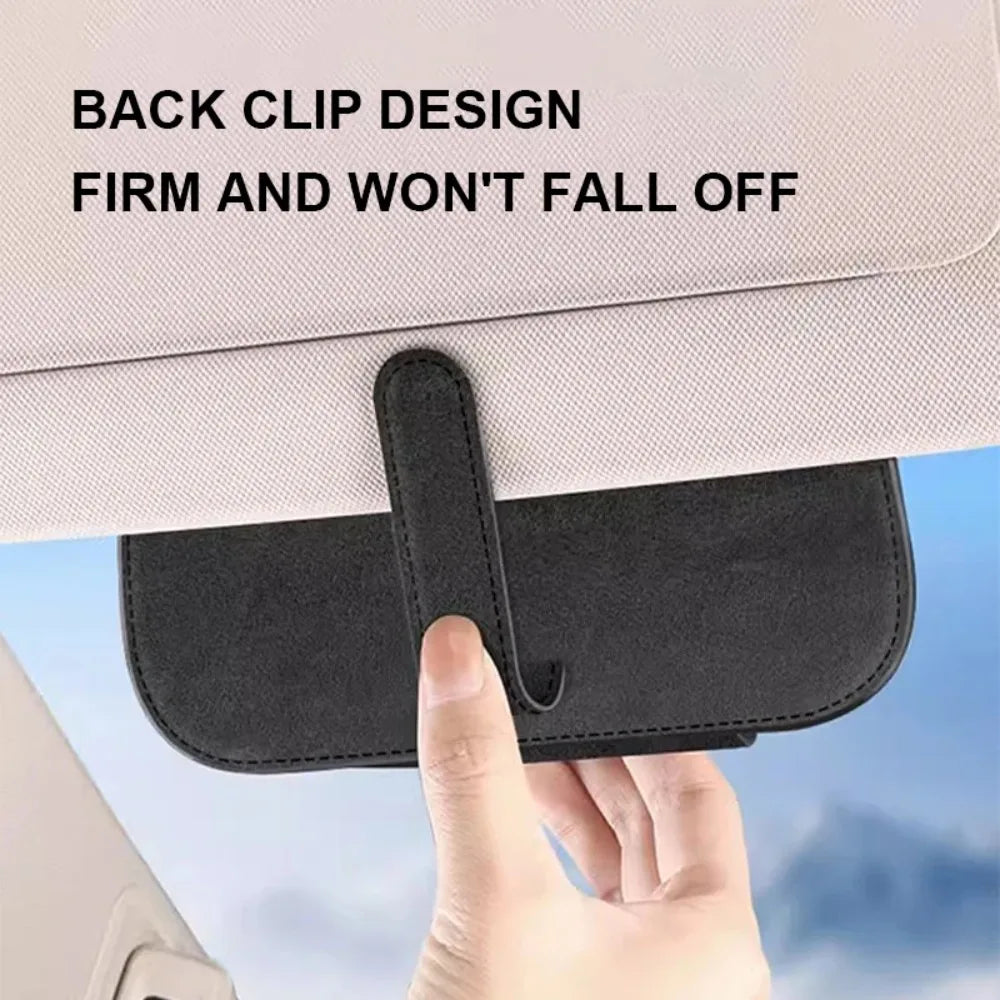 Car Glasses Case Auto Sun Visor Suede Glasses Holder Sunglasses Clip Card Ticket Holder Universal Interior Accessories