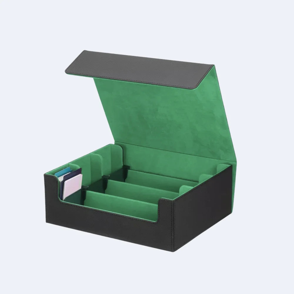 Trading Card Storage Box, 1800+ Sleeved Cards, Magnetic Closure PU Leather Deck Box for MTG Pokemon YuGiOh Sports Cards Organize
