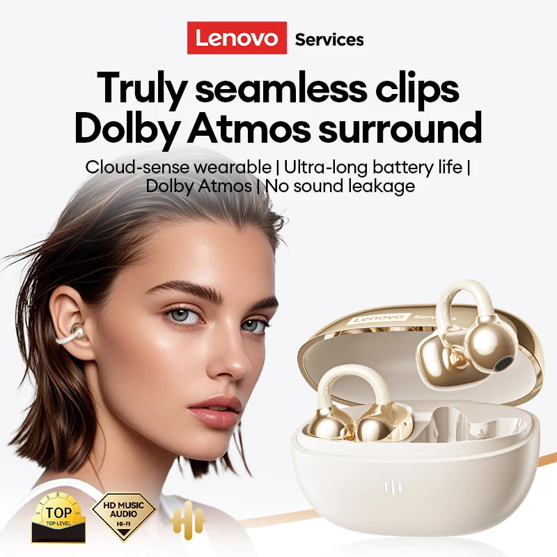 Lenovo RS103 OWS Ear Clip Earphones Wireless Bluetooth 6.0 Earbuds Sports Music 24H Long Battery Life Wireless Headphones Choice