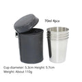 4-Piece Stainless Steel Water Glass with Black Leather Carrying Case Outdoor Camping Practical Travel Whiskey Wine Glass