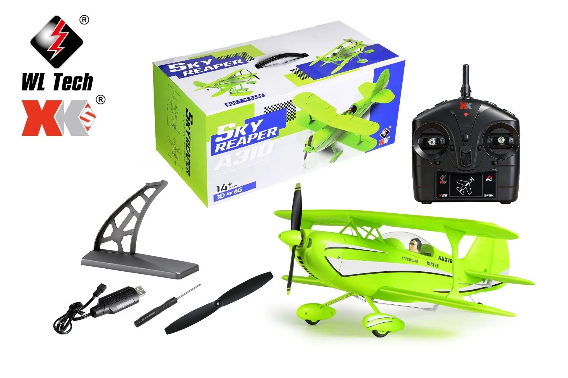 New Wltoys A310 Four Way Biplane 3d/6g Beech D17s Biplane High Simulation Brushless Rc Realistic Toy Gift