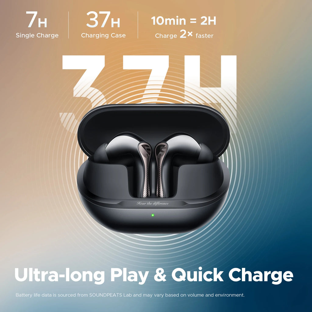 SOUNDPEATS Air5 Pro Wireless Earphones 55 dB Adaptive Hybrid ANC Bluetooth 5.4 Earbuds, Hi-Res LDAC AptX Lossless,6 Mics AI ENC