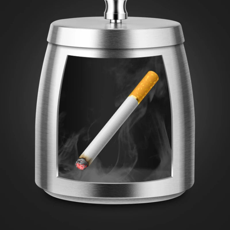 1Pc Titanium-plated Stainless Steel Ashtray Car Interior Ash Waste Receptacle with Lid Thicker and Taller Anti-fly Car Ashtray
