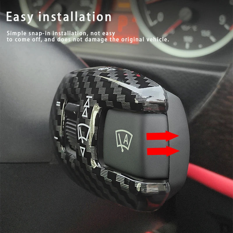 Car Turn Signal Wiper Lever Switch Cover Carbon Steering Steering Wheel Headlight Switch Trim For BMW 3 4 5 6 7 Series X1X3X5X6