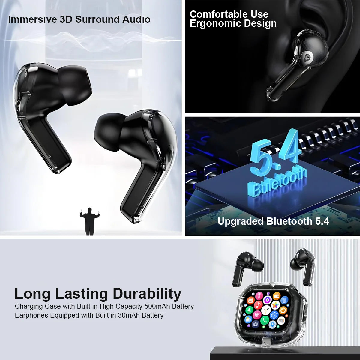 Air Max Smart Touch Screen Headsets TWS In Ear Buds 144 Languages Translator Sports Earphone Binaural pro Stereo Soundtrack Bass