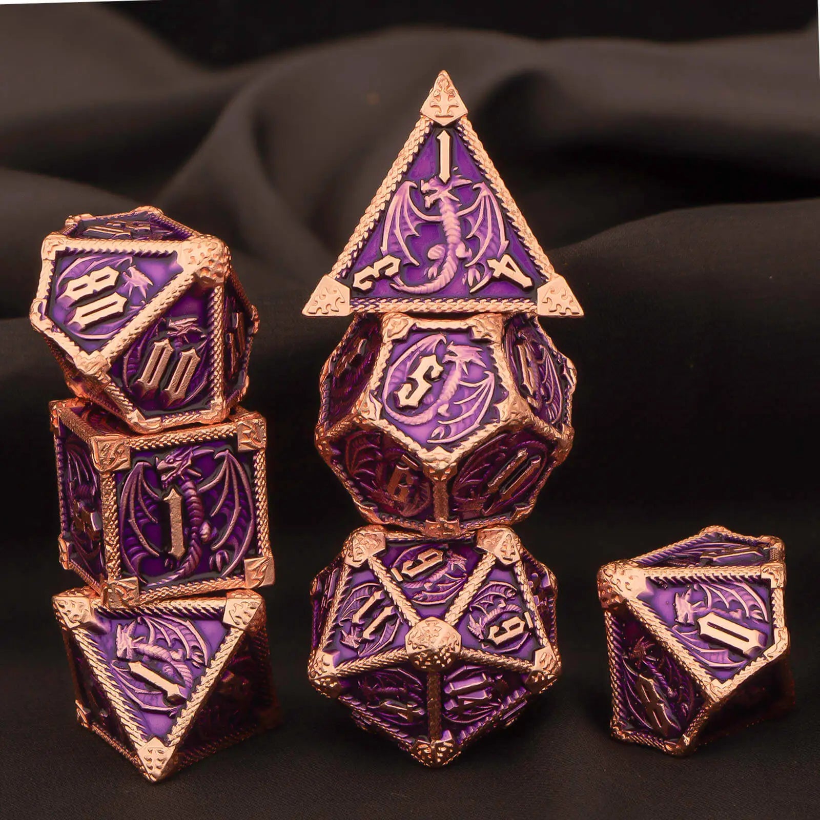 DND Metal Dice Set 7pcs – Polyhedral RPG D&D D20 D12 D10 D8 D6 D4 / Ensemble 7 dés métalliques DND – Polyédriques RPG jeux de rôle