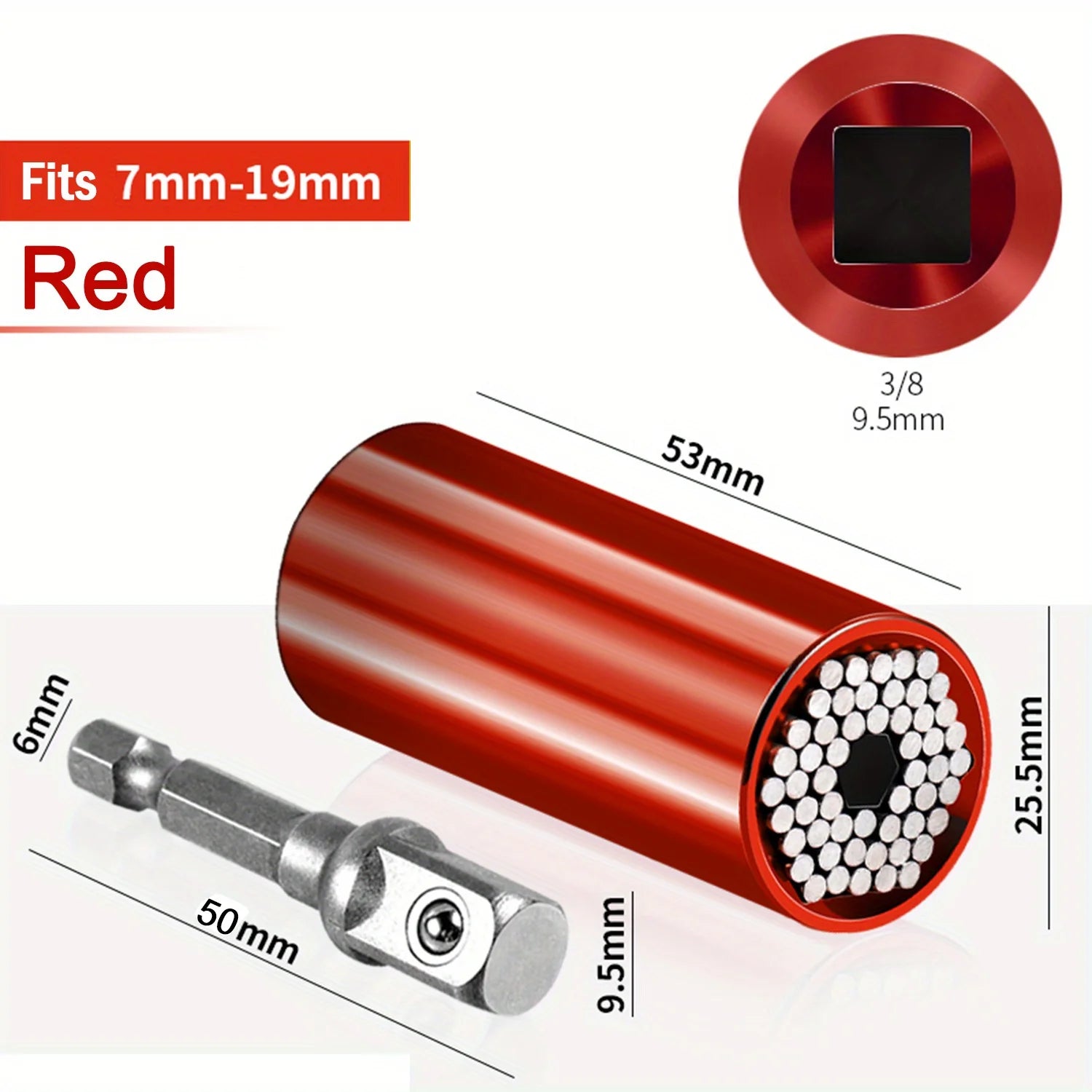 Universal Socket Wrench Set 7-19mm with 3/8-inch Professional Impact Socket Adapter Multi- Nut Tightening Quick Ratchet Stand
