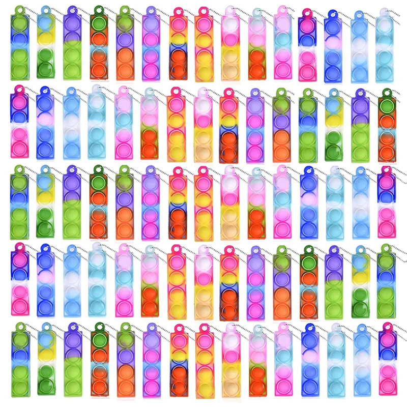 Mini Pop Keychain Fidget Toys Push Pop Bulk Keychain Party Favors For Kids Pop Bubble Toys Pack Boys Girls Adults