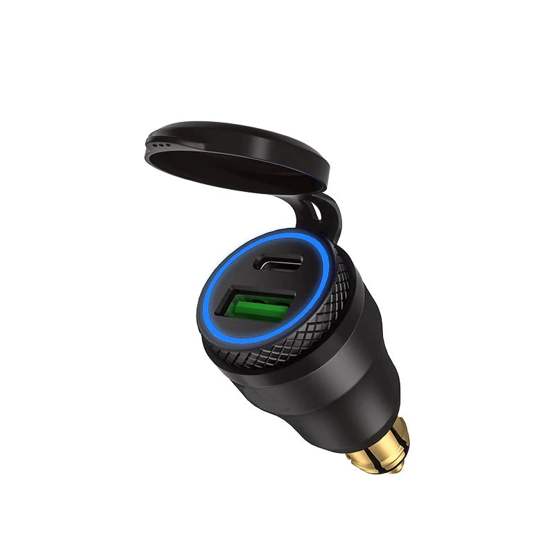 Aluminium Type-C PD Power Delivery USB Charger 30W QC 3.0 Quick Charger Waterproof for Hella DIN Socket BMW Ducati Triumph