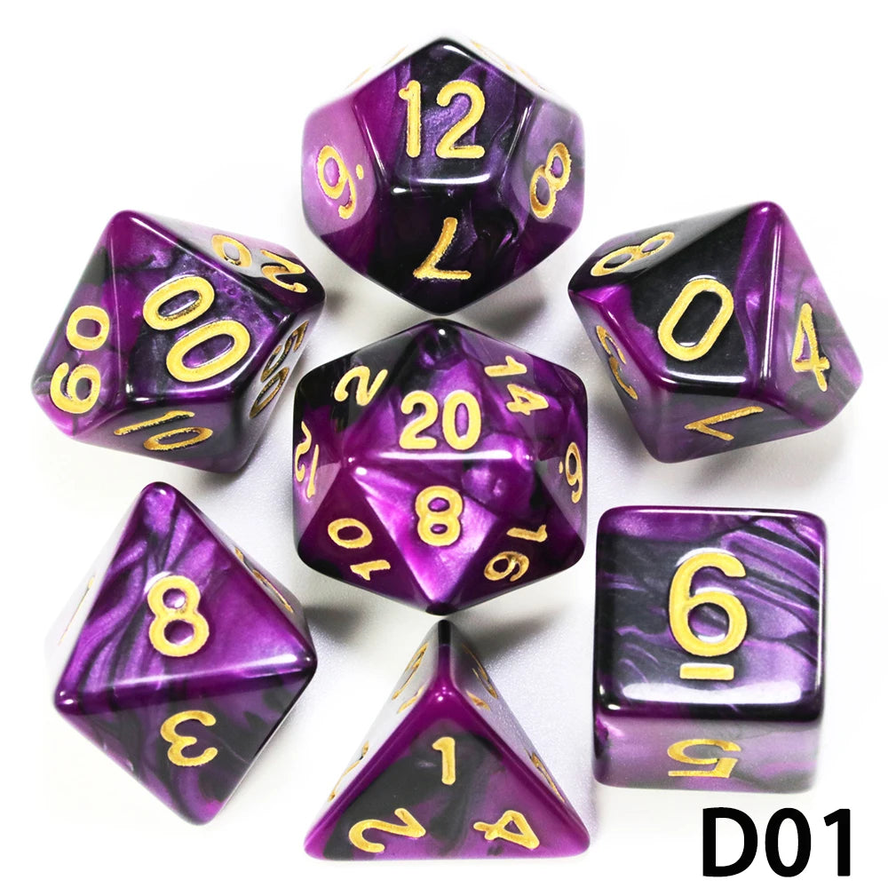 Polyhedral Dice TRPG DNDGame Games 7Pcs/Set D4 D6 D8 D10 D12 D20 Multi Sides for Board Game
