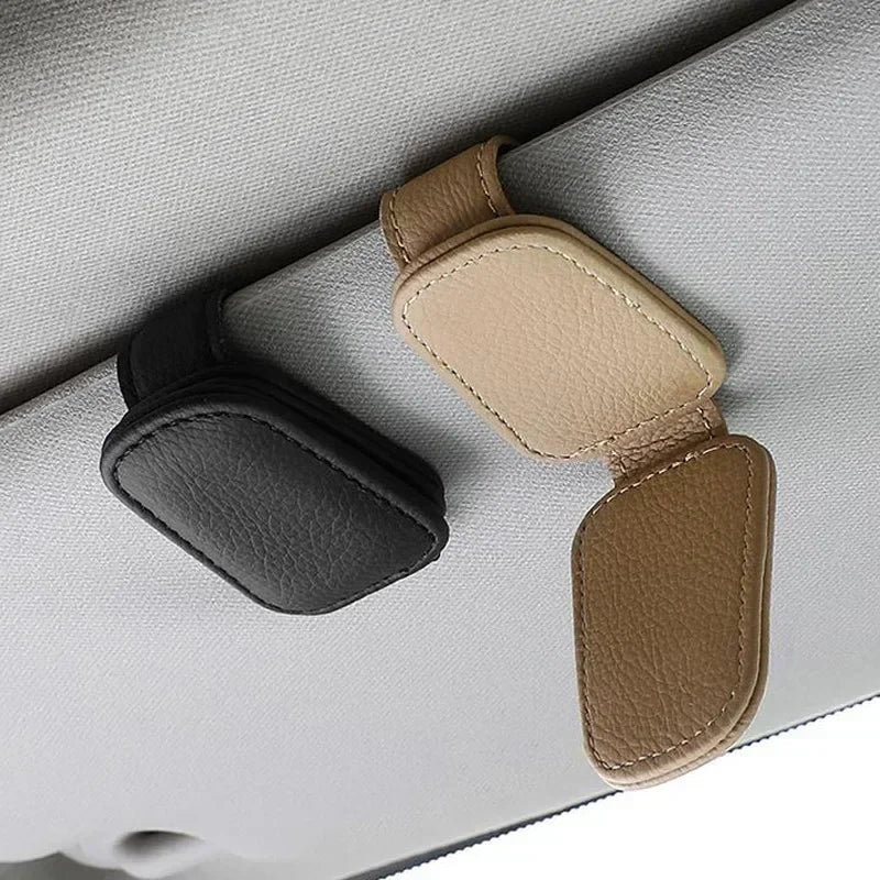 1pc, A Multi-purpose Ticket Clip and Sunglasses Frame Suitable for Car Sunset Magnetic Leather Sunglasses Clip