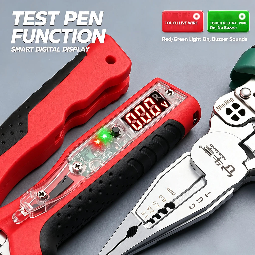 10 In 1 Rechargeable Wire Stripping Pliers With Voltage Tester Multifunctional Electrician Cutting Motorcycle Repair Tool