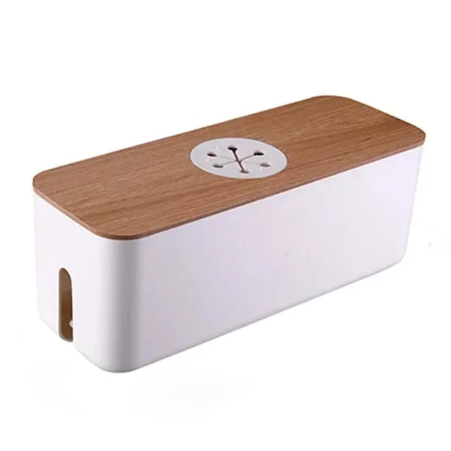 For Wire Case Home Cable Winder Organizer Wooden Cable Storage Box Power Line Storage Case Dustproof Charger Socket Organizer
