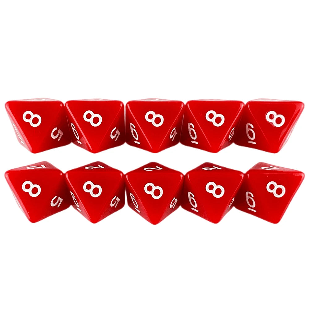 D8 Polyhedral Dice 15.5mm TRPG DND Digital Dice Game Set 8 Sides 10Pcs for Board Game