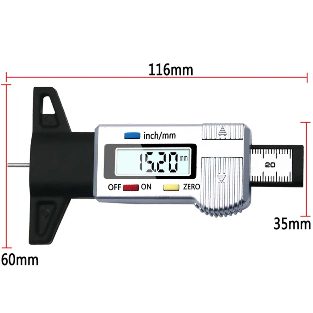 Thickness Gauges Digital Car Tyre Tire Tread Depth Gauge Meter Measurer Tool Caliper Tread Brake Pad Shoe Tire Monitoring System
