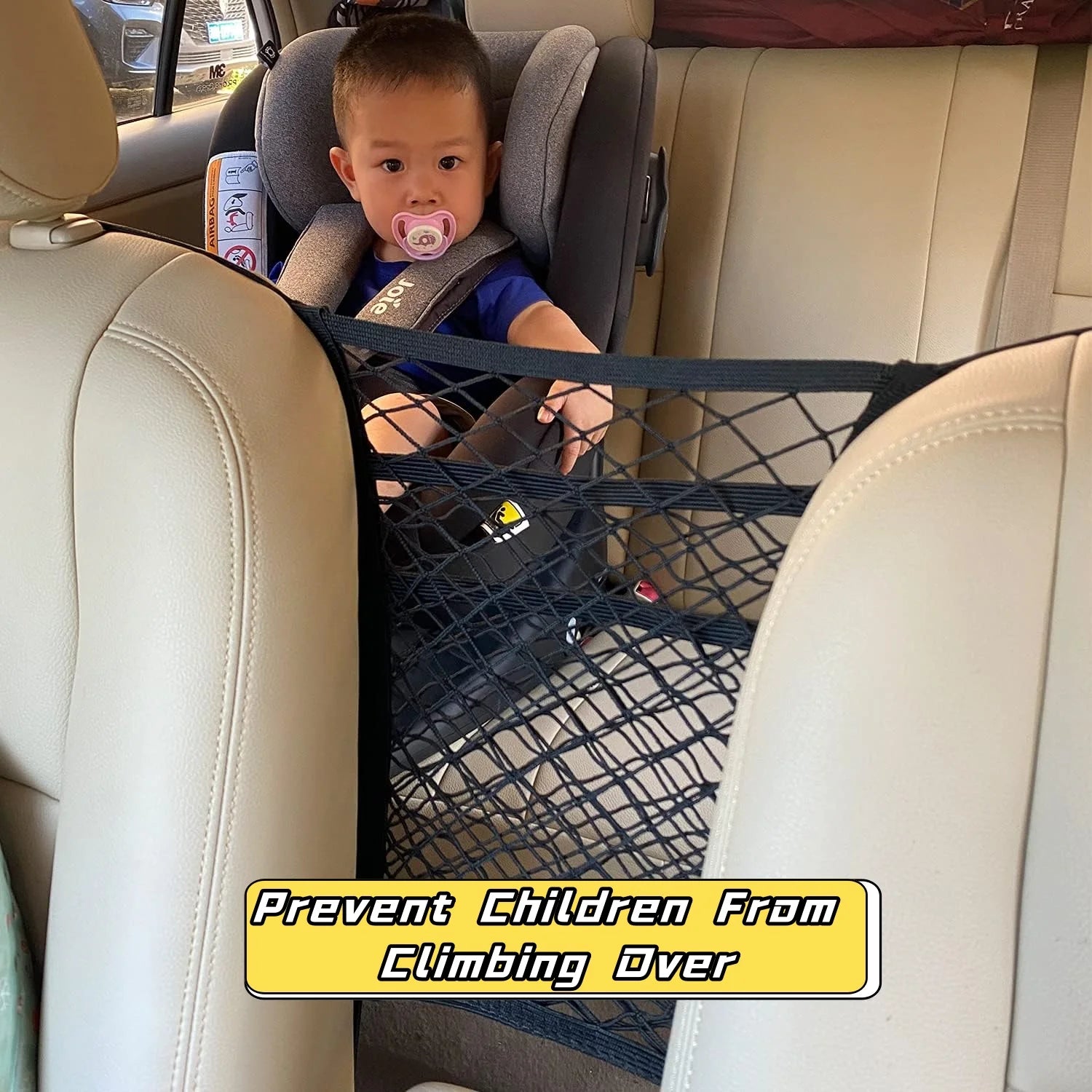 Car Storage Net Bag Between Seats Car Divider Child Safety Net Pet Barrier Elastic Expandable Mesh Bag Car Accessorie Interior