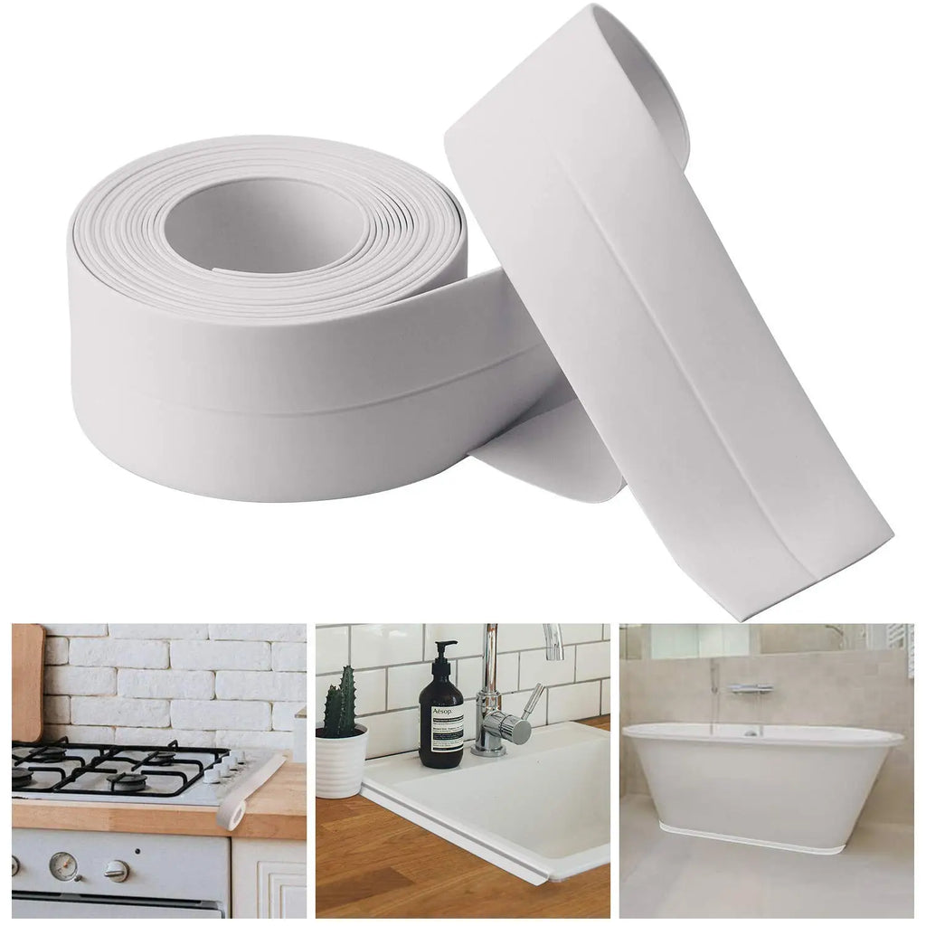 Self Adhesive Caulking Tape for Toilet Base Sealer, Kitchen, Bathroom, Sink,Shower,Bathtub Edge Protector,PVC Caulk Strip Decor