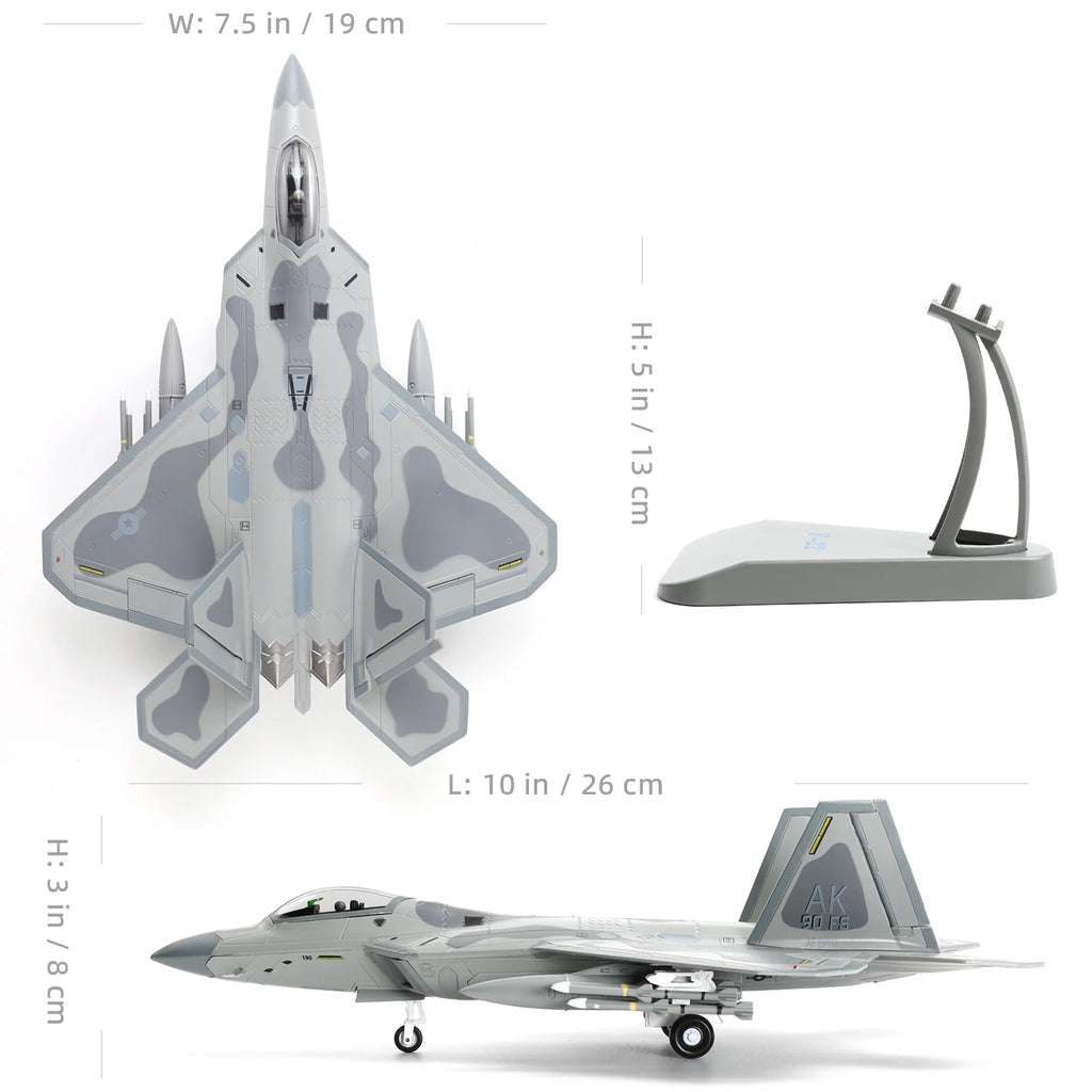 NUOTIE F22 Raptor 1/72 Diecast Metal USAF Fighter Jet Alloy Aircraft Model with Stand Military Collection Adult Gift AK90FS