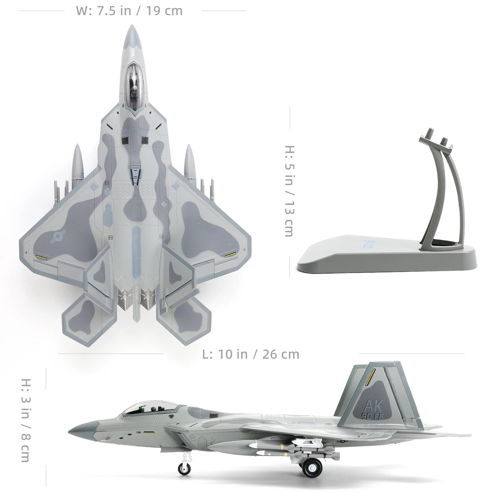 NUOTIE F22 Raptor 1/72 Diecast Metal USAF Fighter Jet Alloy Aircraft Model with Stand Military Collection Adult Gift AK90FS