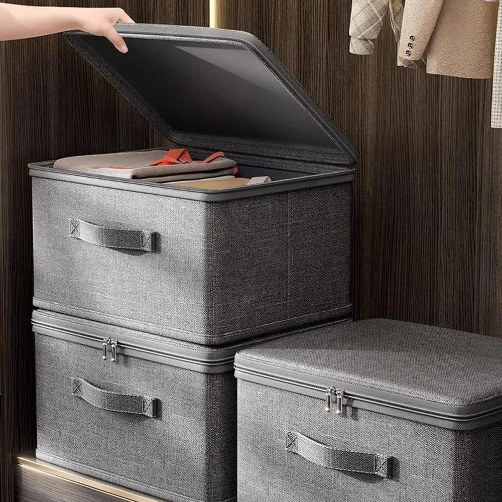 Foldable Storage Box with Lid & Zipper,Pants Jeans Storage Box,Large Capacity Drawer Organizer Box Clothes Organizer for Wardrob