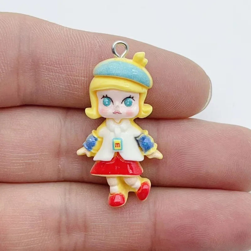 10pcs resin enamel cartoon character charm pendant suitable  DIY earrings and keychain accessories