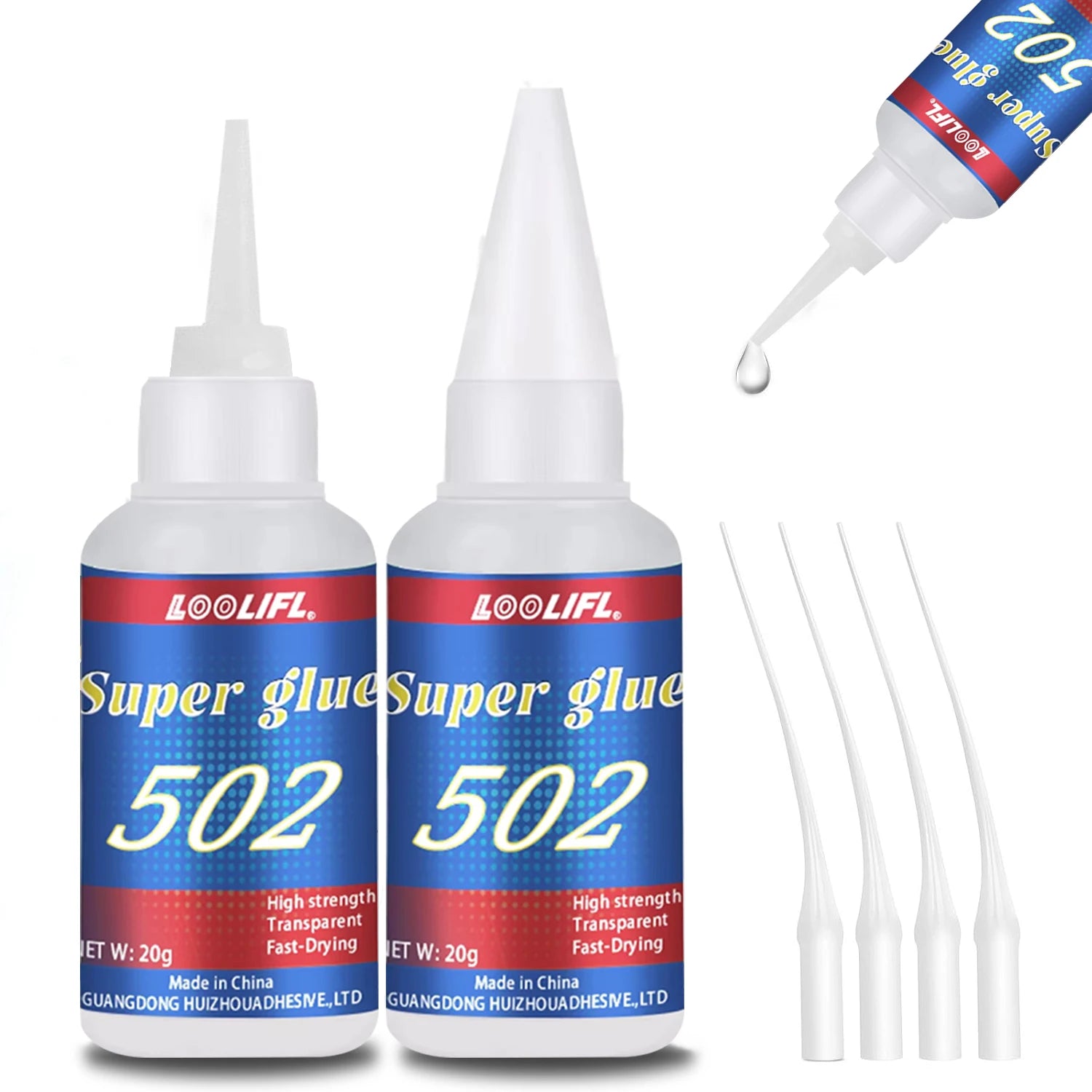 LOOLIFL 502 Strong Glue 1-5pcs 20g Cyanoacrylate Adhesive Plastic Wood Metal Leather Ceramics Manual DIY Repair Special Adhesive