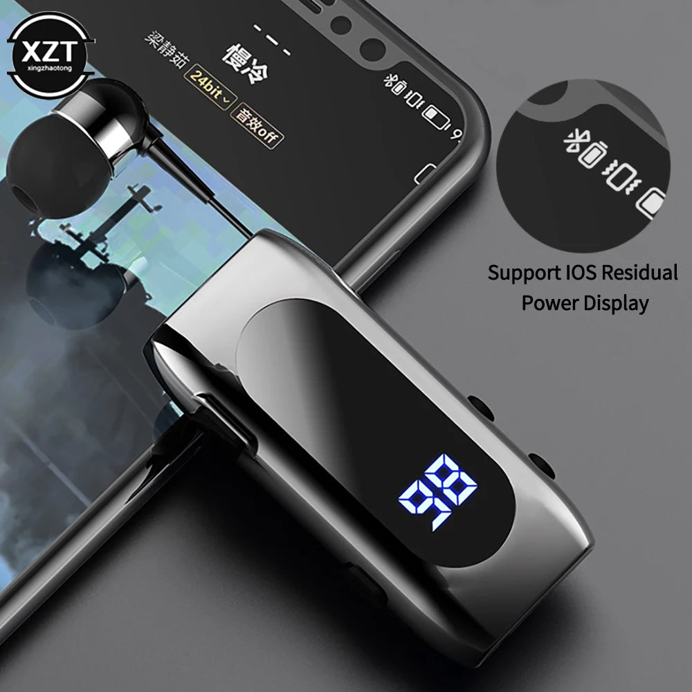 K55 Lavalier Business Bluetooth 5.2 Headphone Talk/music Time 20 Hours,led Digital Display BT5.2 Call Remind Vibration