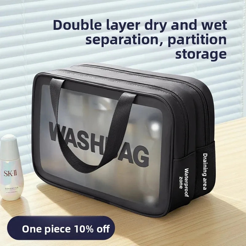 Waterproof Large Capacity Cosmetic Bag Separate Wet And Dry Travel Toiletry Storage Bag Portable Shower Makeup Storage Bag