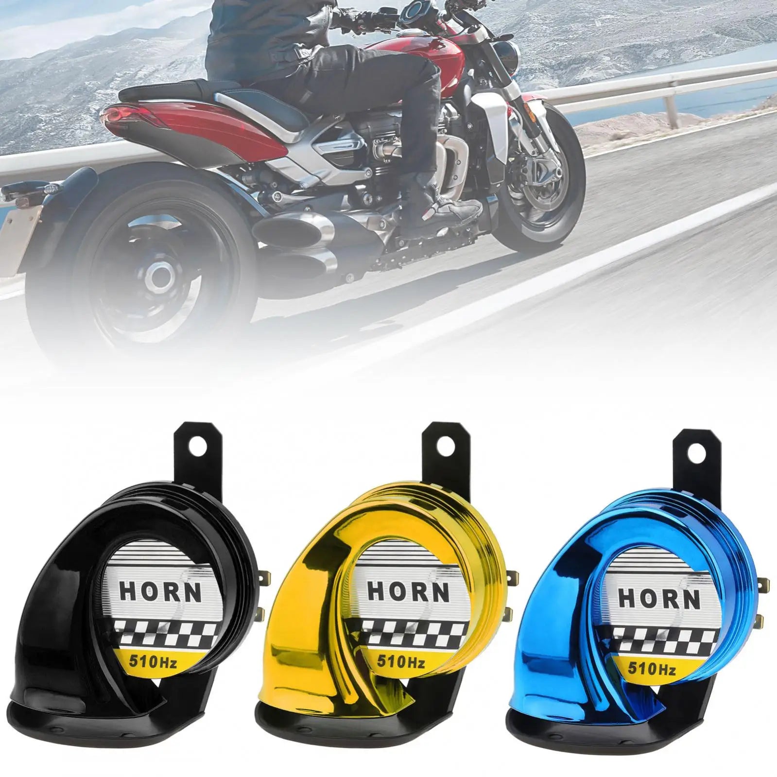 Universal Snail Horn Siren for Motorcycle 12V 130DB High Tone 510HZ Motorbike Auto Car Scooter Waterproof Electric Air Horn