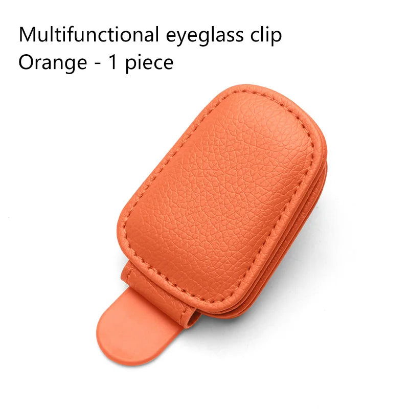Multifunction Car Sun Visor Glasses Clip Leather Eyeglasses Clip Magnetic Sunglasses Holder Hanger Universal Interior Accessorie