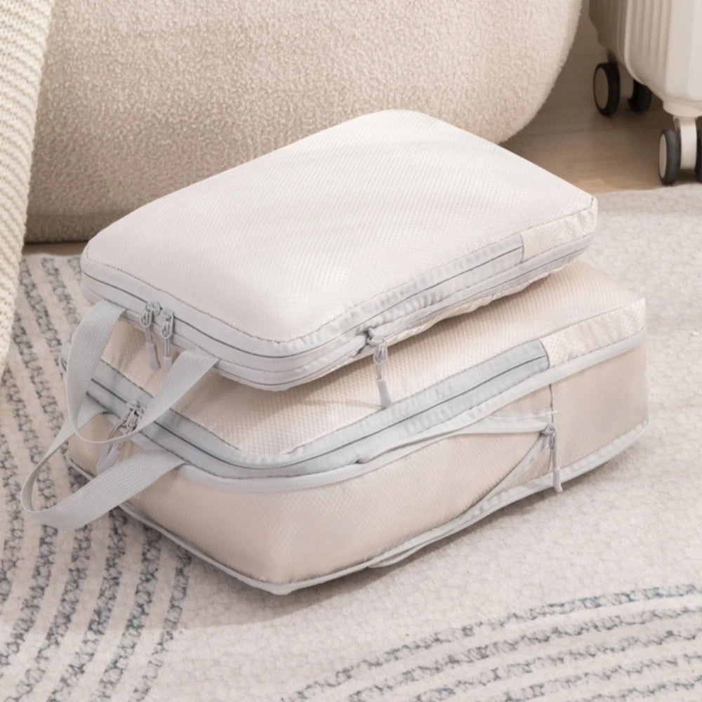 4-Piece Set Travel Clothing Storage Bags Compression Bags Expandable Travel Organizer for Clothing Toiletries Suitcase Organize