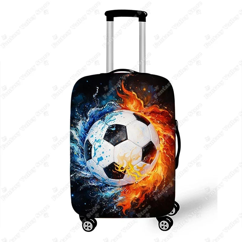 Cool Football Soccer Ball with Crown Luggage Cover for Travel Elastic Trolley Case Covers Anti-dust Suitcase Protective Cover
